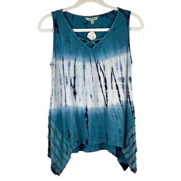 NWT Yak & Yeti Tye Dye Shark Tooth V-Neck Tank Small - Picture 1 of 9